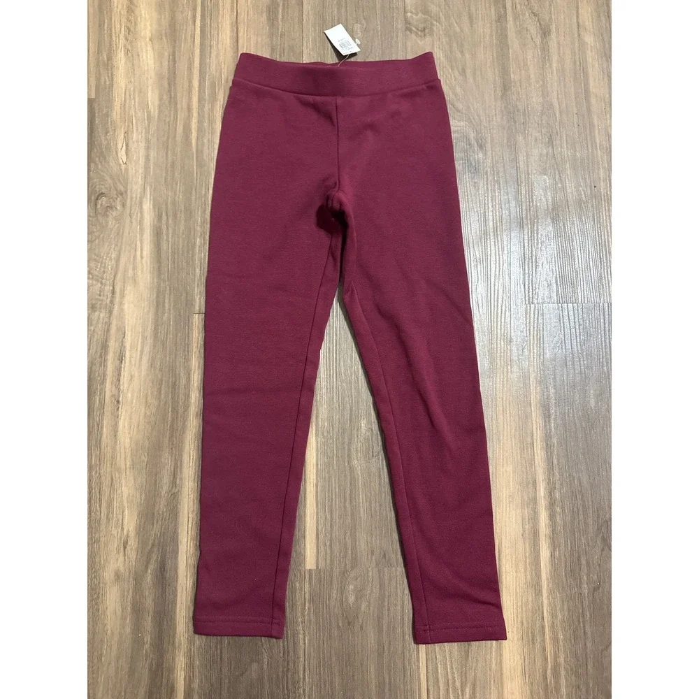 NWT Old Navy Girls Youth Fleece Lined Burgundy Leggings Large 10/12‎